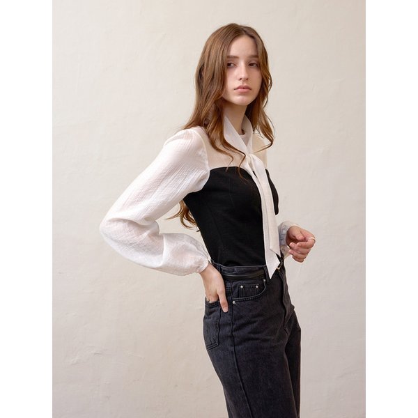 타이 뷔스티에블라우스