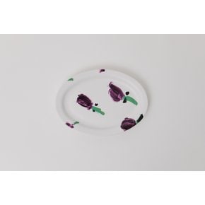 FLOWER OVAL PLATE(PURPLE) by Wooyoun Lee