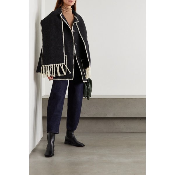 드레이프 프린지 울 혼방 재킷 다크 그레이 25185454456195123