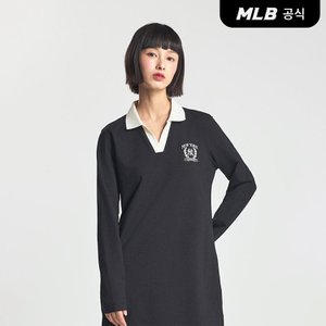 MLB [코리아공식] 여성 오픈카라 바시티 슬림핏 원피스 NY (Black)