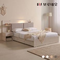 착불  리오Po LED 3서랍 수납 침대 본넬양면 협탁 세트 Q[34069897]