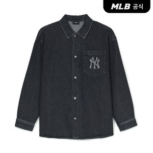 MLB [코리아공식] 베이직 쿠퍼스 레이저 커팅 데님셔츠 NY (Black)