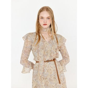 오앨 NECK SCARF FRILL DRESS_PAISLEY