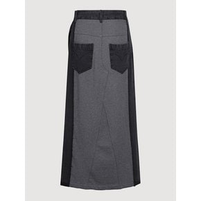 Back Jersey Block Denim Long Skirt_LFPDW24330GYD