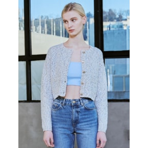 Tweed knit crop cardigan (2color)