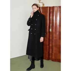 Fine Wool Double Coat Black - Black Nickel Button