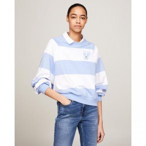 4647925 Tommy Hilfiger Relaxed Letterman Stripe Crew Extensive Sizes - Moderate Blue  Mult