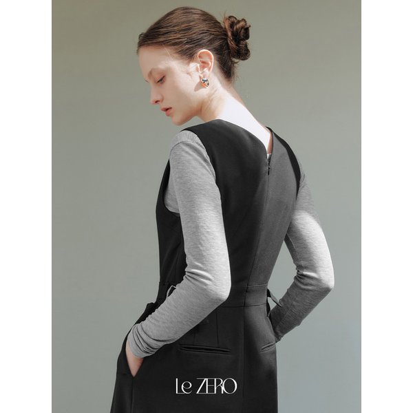 브이넥 오버롤 / 블랙