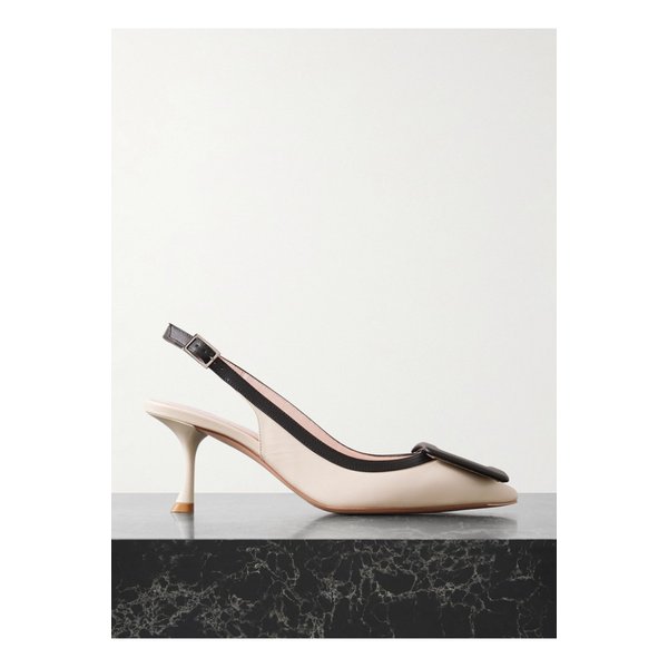 비브 인 더 시티 투톤 가죽 포인트 토 슬링백 펌프스 65mm 화이트 1647597326307814
