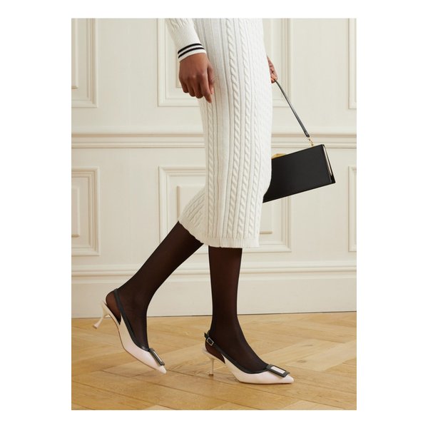 비브 인 더 시티 투톤 가죽 포인트 토 슬링백 펌프스 65mm 화이트 1647597326307814