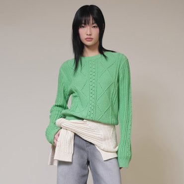 레이브 Mesh Crop Knit in Green VK4SP064-32