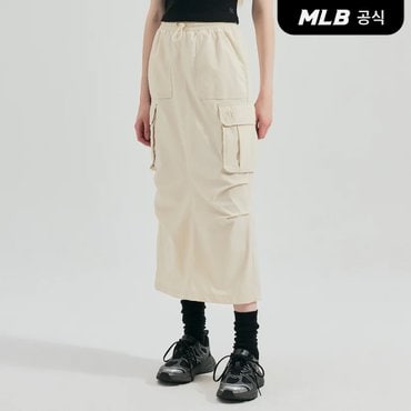 MLB [코리아공식] 여성 빈티지 나일론 롱 카고스커트 NY (Mg.Cream)