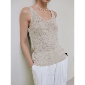 NATURAL NECK KNIT SLEEVELESS_BEIGE