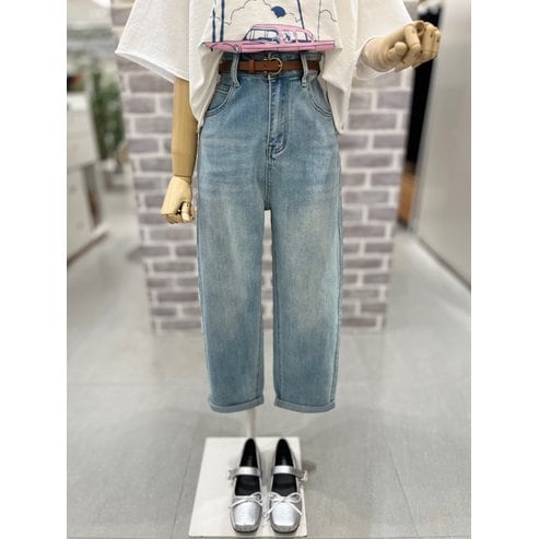 레코브 롤업 9부 배기핏 데님팬츠(SB31E6DP526B)