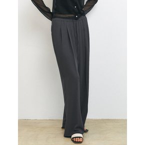 PLEATED WIDE LEG PANTS [CHARCOAL][BLACK]