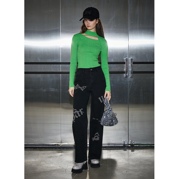 [시흥점] 여성 레터링 나염 포인트 와이드팬츠 (EQ4DP161)