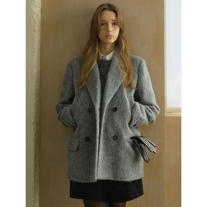 HAIRY ALPACA DOUBLE HALF COAT_GRAY