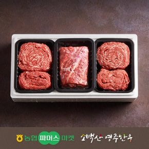 [냉장/냉동][농협영주한우]실속 가족 정육혼합세트3호 (불고기x2/국거리(양지)) / 1.2kg