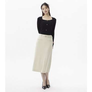 플라스틱아일랜드 옵션벨트 H라인 쌍입술 롱 스커트 (PR2WS361)