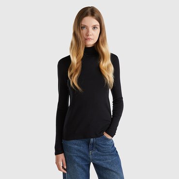 베네통 Basic turtle neck t-shirts_3GA2E2224BK2