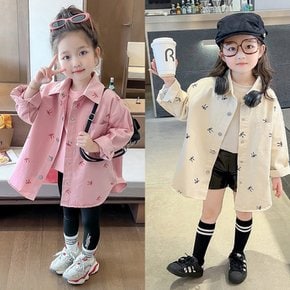 리본프린트 루즈핏 셔츠 키즈