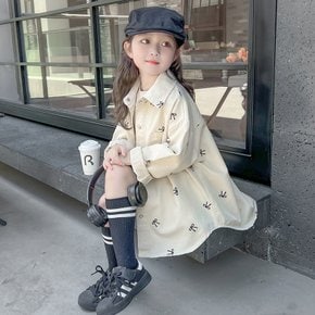 리본프린트 루즈핏 셔츠 키즈