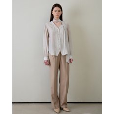 V NECK SCARF BLOUSE GREEN   브이넥 스카프 블라우스 그린