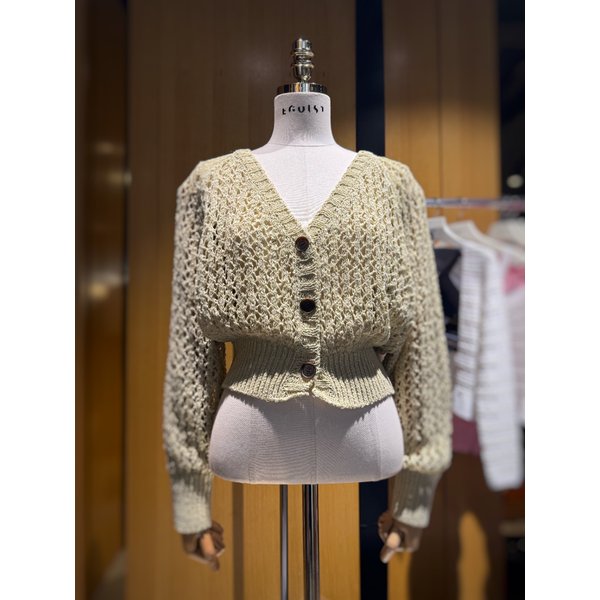 [시흥점] 여성 V넥 메쉬 블루종 니트 가디건 (ES2JK305)