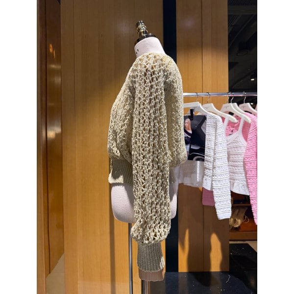 [시흥점] 여성 V넥 메쉬 블루종 니트 가디건 (ES2JK305)