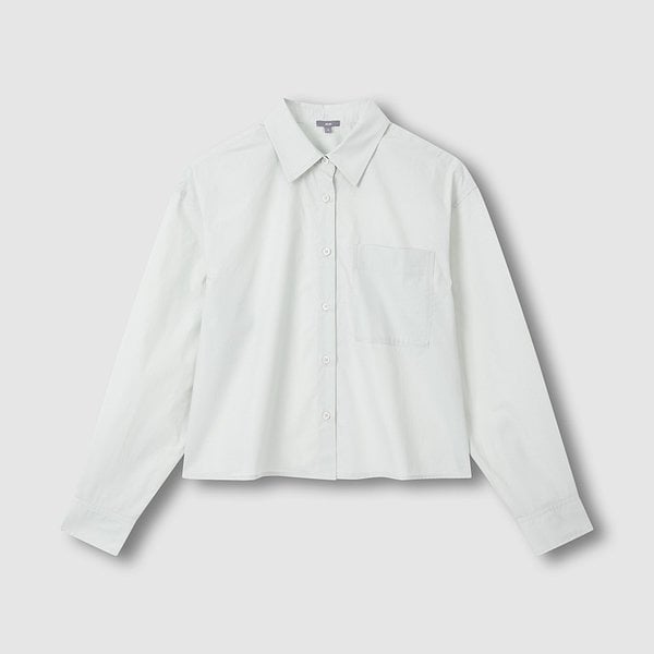 여 포플린 긴팔 크롭 셔츠 J1162035220BA