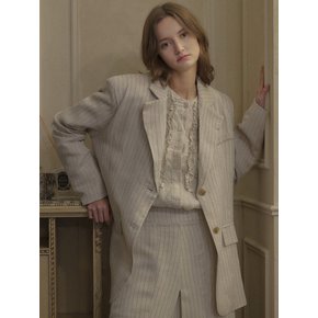 Overfit striped linen jacket