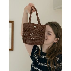 슬로우슬로울리 No.63 / Lily Raffia Mini Tote Bag _ Brown (릴리 라피아 미니 토트백 크로쉐백 라탄 니트가방)