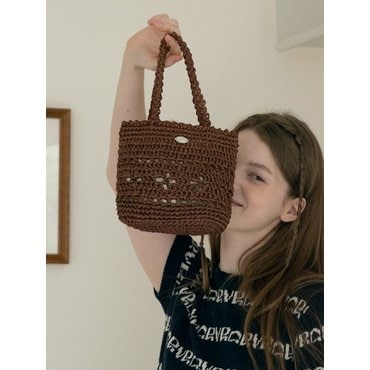 슬로우슬로울리 No.63 / Lily Raffia Mini Tote Bag _ Brown (릴리 라피아 미니 토트백 크로쉐백 라탄 니트가방)