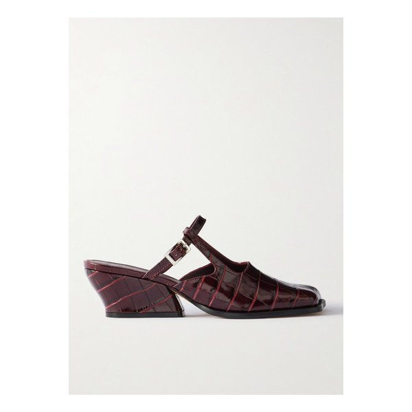 온다 크로커다일 이펙트 가죽 뮬 버건디 46376663162923424