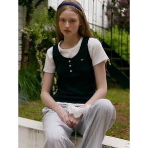 HENLY-NECK RIBBED SLEEVELESS (dark navy)