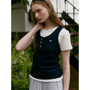 HENLY-NECK RIBBED SLEEVELESS (dark navy)
