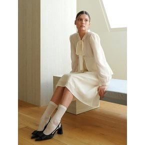 RIBBON TIE DRESS / IVORY