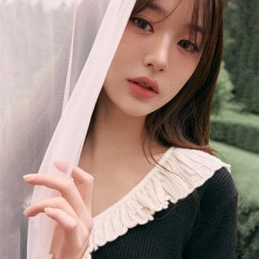 FRILL COLLAR CARDIGAN BLACK
