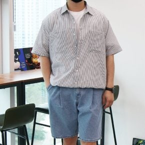 WMG 남자 시어서커 와이드 스트링 스트라이프 남방