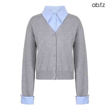ab.f.z 셔츠 카라 배색 레이어드 가디건 (AFZ5MY31A)
