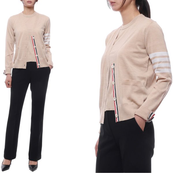 [부산점] 26SS 여성 사선 스트라이프 울 가디건 (FKC334A Y1014 260 26S)