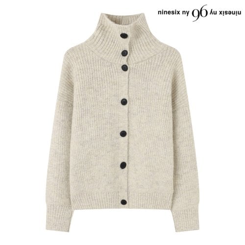 나인식스뉴욕 하이넥 버튼 벌룬 소매 니트 가디건 (NP4CK004L0)