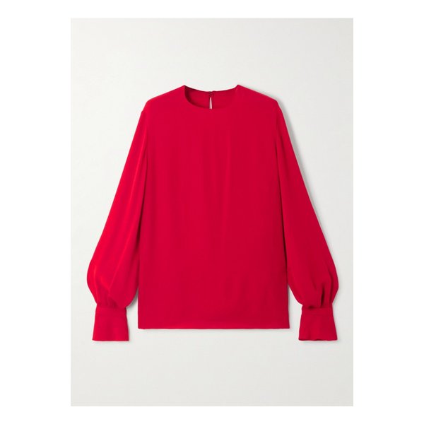 러플 실크 블라우스 레드 46376663162923715