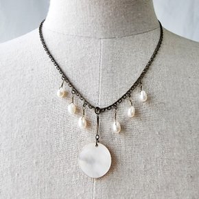 자개와 밥풀진주 목걸이 수공예 체인 제작 선물_P318060181