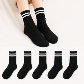 데일리 골지 심플 중목 패션 양말 5켤레 AYY-0407
