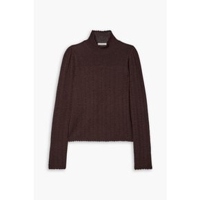 Minou pointelle-knit alpaca and silk-blend turtleneck sweater 브라운 1647597347021655