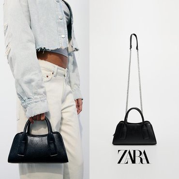  ZARA 자라 블랙 미니 시티 토트 백