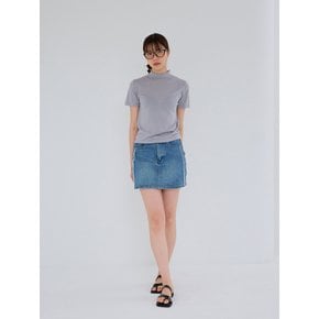 AR_Side raw edge denim skirt