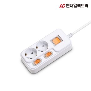 현대일렉트릭 HMP23L 개별과부하차단 16A 2구 멀티탭 (3m)