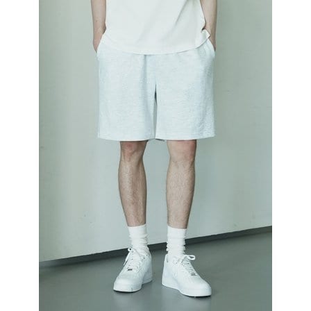 와르 포 맨 DM1015 BASIC SWEAT HALF PANTS_WHITE MELANGE